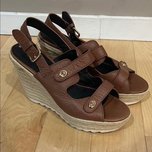 Coach brown leather espadrille wedges size 10 - Picture 2 of 7
